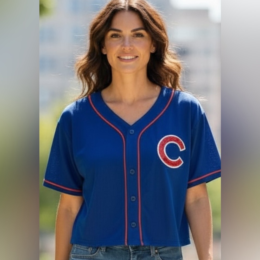 Victoria's Secret Pink Women’s Chicago Cubs Blue Jersey with Red Trim Size S